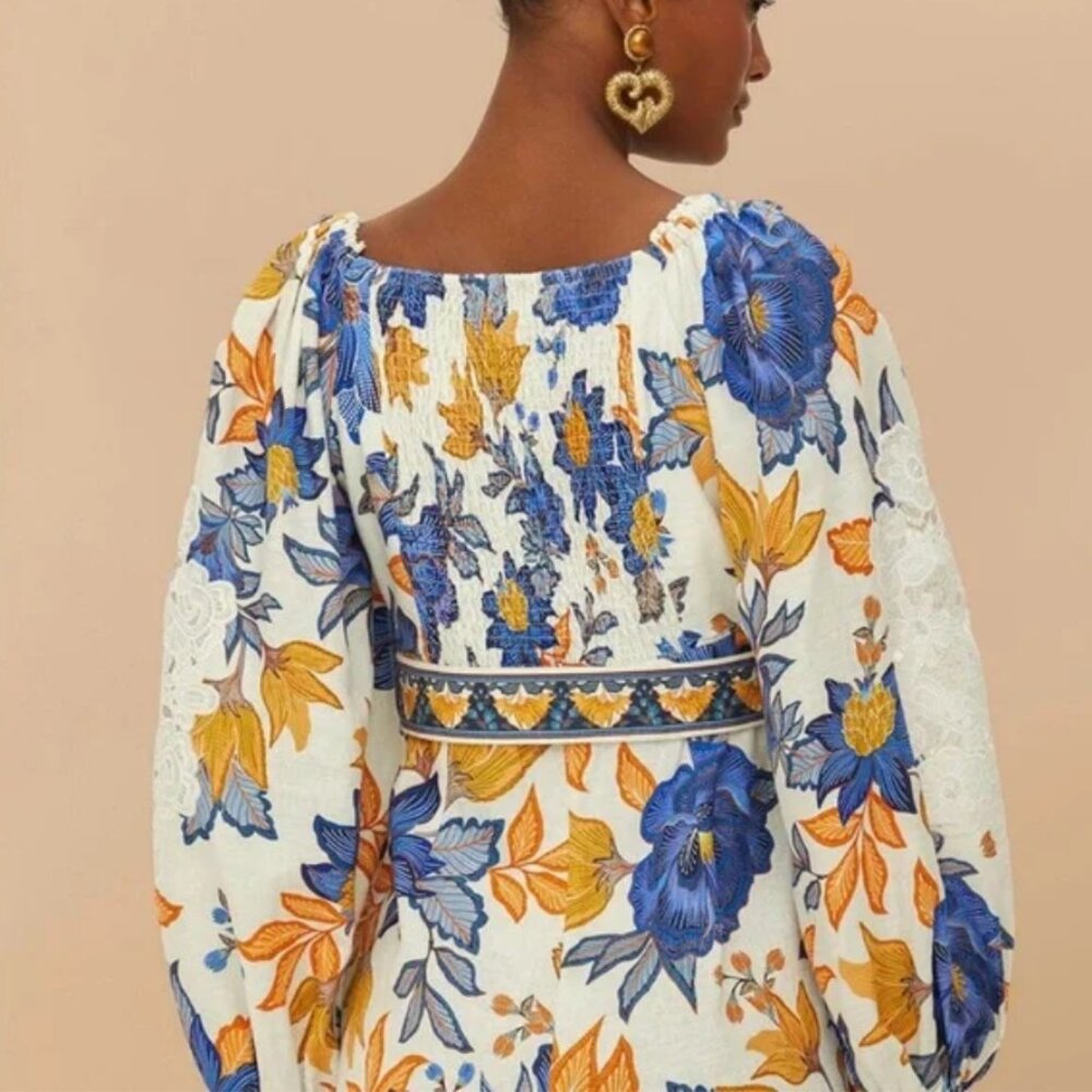 Farm Rio Floral Linen Blend Jumpsuit - Picture 3 of 5